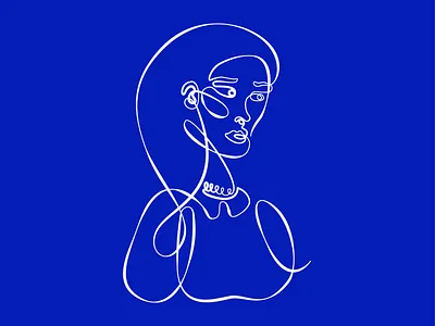One line portrait beautiful girl blue blue and white design drawing illustration one line woman woman portrait