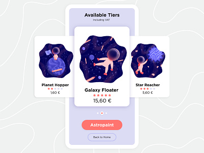 Patreon Astronaut Icons | Illustrations astronaut astronauts character drift galaxy icons illustration mockup patreon planet plans product illustration purple space spaceman star subscription tiers ui ui illustration