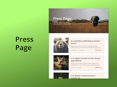 DailyUI Challenge 051 - Press Page daily 100 challenge dailyui dailyui 051 dailyuichallenge image press page ui ui design web design website website design wildlife