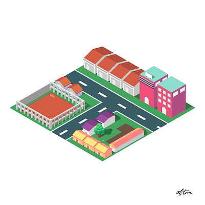 Isometric flat city art design flat illustration inkscape isometric nature vector