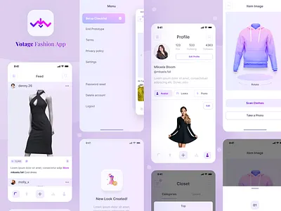 Votage Fashion App - Full View app app design application branding clothes design design system fashion graphic design mobile app mobile design system ui ui design uix ux ux design ux flow