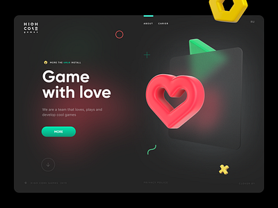 Highcore 3d clean design desktop flat game interface minimal ui ux web web design website