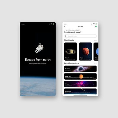 Space travel app design designs flat graphic design ui ux web webdesign website