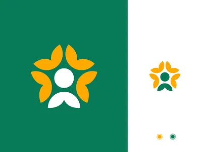 Sunflower brand branding concept connect design education flower grow heart heart logo human identity leaves logo mark person simple sunflower symbol typography