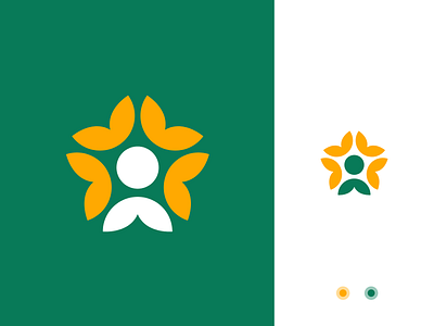 Sunflower brand branding concept connect design education flower grow heart heart logo human identity leaves logo mark person simple sunflower symbol typography