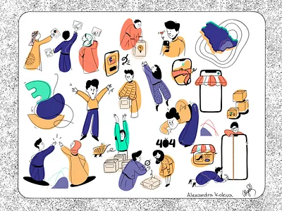 Project illustrations collage 2d character characterdesign digital2d flat illustration flatdesign illustration procreate art ux vector graphics vectorart web illustrations work