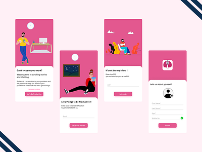 Be Productive Login Screens app branding design illustration ui
