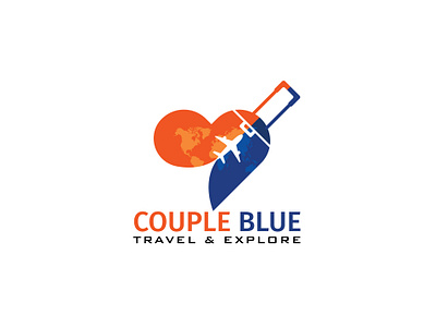 COUPLE BLUE TRAVEL brand identity couple design logo logos minimalist logo negative space negative space logo tour tour logo travel logo traveler logo traveling logo traveller travelling travelling app travelling logo