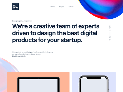 Hero Design agency animation app clean company gradient header hero landing landing page microinteraction portfolio project responsive showcase startup ui ux website white