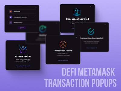 Defi Metamask Transaction Popups amm app congratulations connect crypto defi design failed figma metamask polkabridge popup popups submit success transaction ui waiting wallet