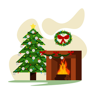 Christmas is coming christmas christmas tree design fireplace flat flat design flat illustration flatdesign illustration illustrator vector xmas