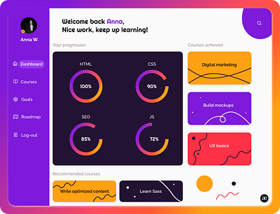 Dashboard redesign | E-learning platform colorful creative dashboard design digital art education figma gradient graphic design interface layout minimal ui ui design ui ux user interface ux web web design website design