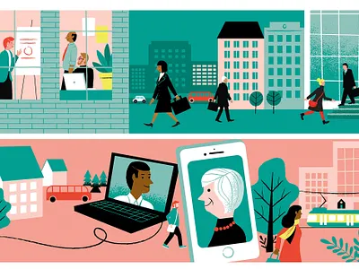 Illustrations for International House Helsinki city life counceling digital illustration helsinki illustration immigration studying web illustration work