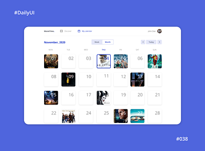 #DailyUI #038 Movie calendar calendar calendar ui daily 100 challenge dailyui design movie movie app movies ui userexperience userinterface ux