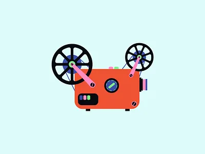 Vintage projector film flat design flat illustration geometric art graphic design illustration illustration art movie art movie time projector retro logo simple vector art vintage design vintage inspired vintage projector visual design