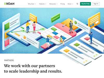 Koan - website illustrations agile illustration isometric project project management sail ho studio sho studio team team work vector web website website illustration