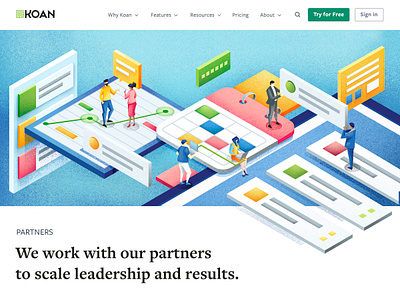 Koan - website illustrations agile illustration isometric project project management sail ho studio sho studio team team work vector web website website illustration