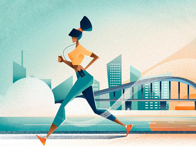 Good morning - Quartz chiara vercesi city editorial editorial illustration girl good morning illustration jogger run running sunrise texture woman