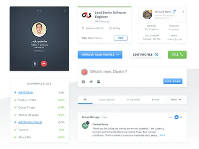 ClearanceJobs • Components account application candidates careers clean components dashboard design desktop jobs minimal network neutrals product profile profile design security ux ui ux ui design