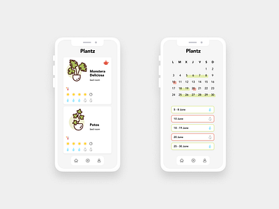 Plantz · Redesign calendar desing green minimalist plants redesign reminder ui watering