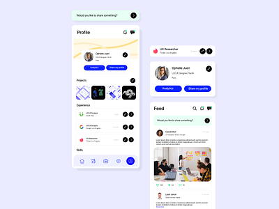 Linkedin 2.0 bis 🦋 component design feed jobs mobile app mobile design mobile ui professional profile profile page social social media social network ui ux uxuidesign
