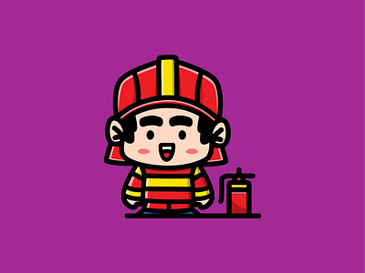 Chibi firefighter adorable anime art baby cartoon character chibi cute fire firefighter funny hydrant illustration kawaii kids little logo mascot professional work