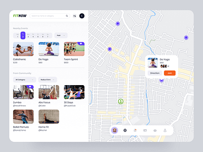 FitNow Find Course Website course fitness maps ui design web design