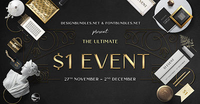 The Ultimate $1 Event | Fontbundles $1 event branding design font font awesome font design fontbundles grabitfast illustration logo logotype typography ultimate vector