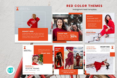 Instagram Feed Template - Red Themes branding design fashion graphicdesign instagram instagram post instagram template powerpoint powerpoint design presentation red tamplate