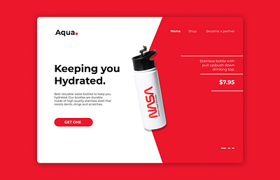 Landing Page UI Design for an Online Water Bottle Store. branding product product design ui uidesign uiux visual design water web website