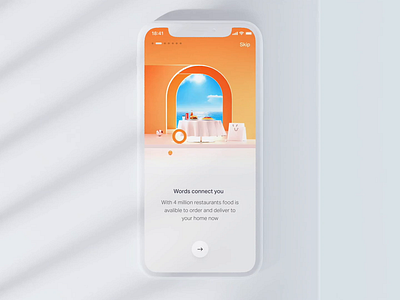 Brand onboarding UI 3d animation brand brand identity branding design ecommerce food illustration motion onboarding ordering restaurant shopping shopping cart transport ui ux voice water