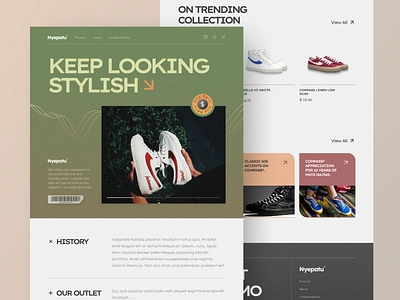 NYEPATU - Landing Page aesthetich branding compass design ecommerce fashion landing page landingpage magazine minimalist modern product retro sepatucompass shoes shop simple trend ui website