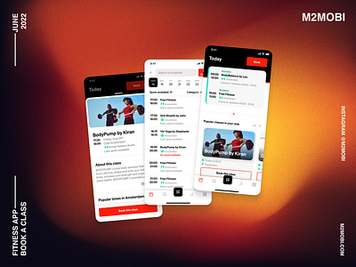 Book a workout | Fitness concept agency app booking calendar class concept design figma fitness gradient gym home ios m2mobi mobile schedule sports ui ux workout