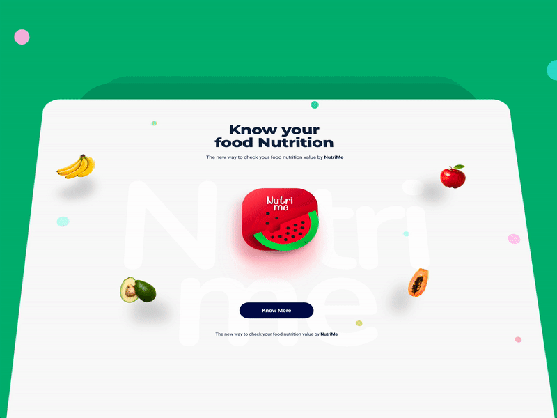 NutriMe-Mobile App Landing Page interaction landingpage mobile app nutrition app prototype ui design website xddailychallenge