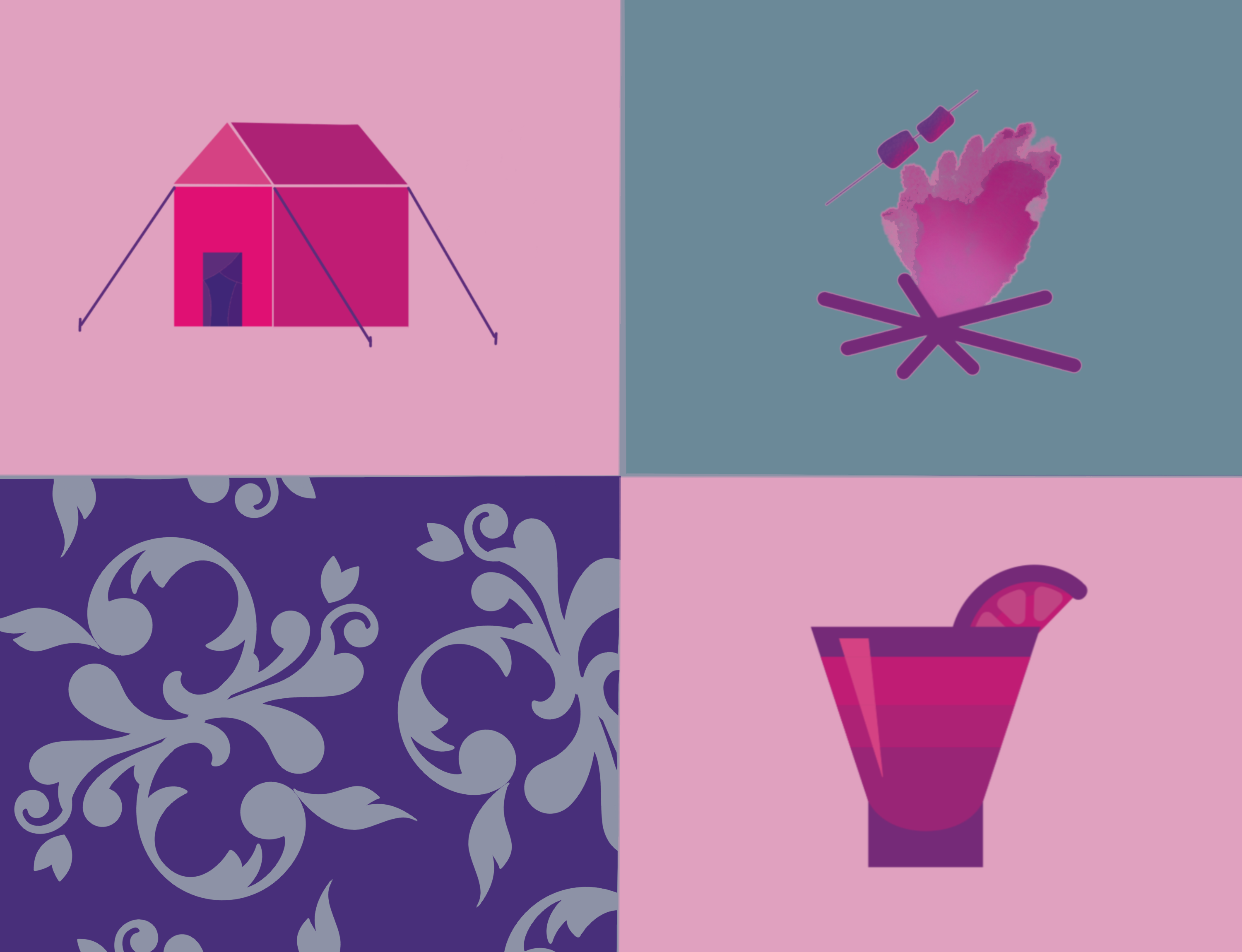 Example of Weekly Warm-Up: Camping Icons -- 
Rebounded GLAMping style