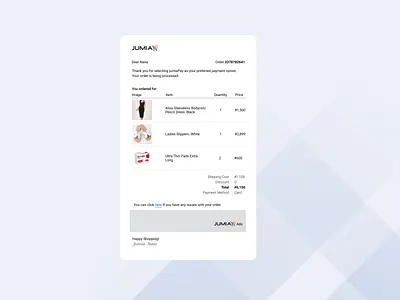 Email receipt- Daily UI #017 dailyui email receipt jumia minimal ui uidesign userexperience userinterfacedesign ux webdesign