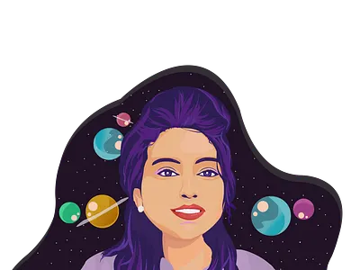 Self vector portrait illustration. adobe illustrator artwork design digital illustration digitalart digitalartist galaxy illustration self portrait space theme vector vector illustration