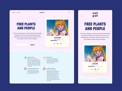 Not Pot Landing Page & App Screen 80s adobexd anime colorful figma landing landing page landingpage landingpagedesign retro sketch ui uidesign ux uxdesign web web design website website design