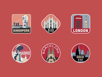 City Travel Stickers adobe adobe illustrator barcelona city city illustration cityscape frankfurt illustration landmark london madrid milan singapore tourism travel travelling vector