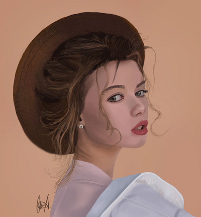 girl with a hat design digitalart drawing illustration portrait