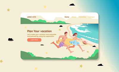 Landing Page Plan Your Vacation beach branding design illustration landing page design portfolio running typography uidesign uiux uiuxdesign vacation webdesign