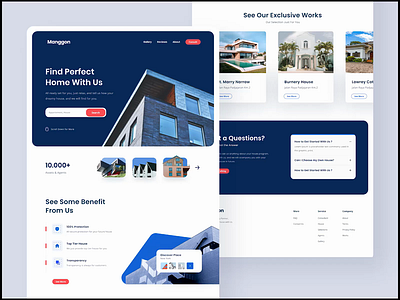 Manggon - Home Agency Landing Page agency animation blue clean flat home house landing landing page design landingpage modern motion service ui uiux ux