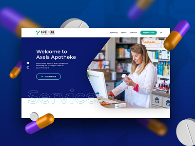 Pharmacy Hero UI II apothek branding health hero homescreen pharmacy slider typogaphy ui ui design uiux ux webdesign