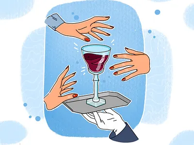 Don't touch my wine🍷 hand drawn illustration inspiration restaurant service wine wine glass