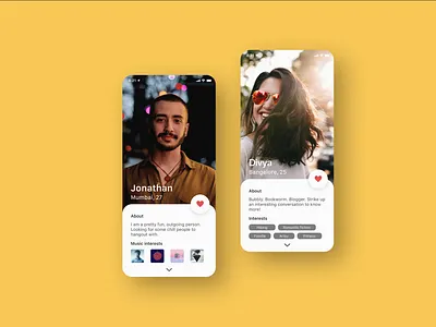profile page - online dating profile appdesign brand identity branding dating datingapp minimal onlinedating profile profile page ui ui design user experience user interface ux visual design webdesign