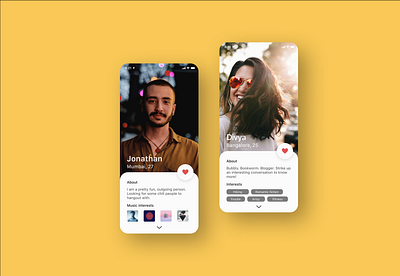 profile page - online dating profile appdesign brand identity branding dating datingapp minimal onlinedating profile profile page ui ui design user experience user interface ux visual design webdesign