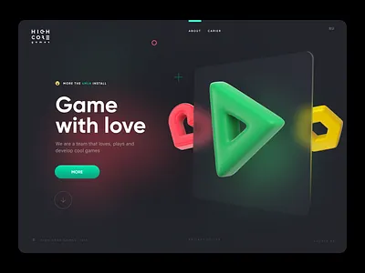 Highcore play clean design flat glass interface landingpage minimal ui ux web web design website