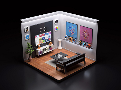 My room - My works 3d 3dsmax branding c4d design illustration isometric render room vray webshocker