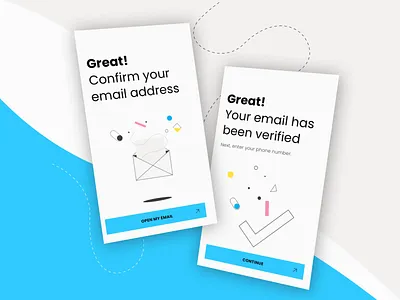 Confirmation Screens 📩☑️🎉 2d amsterdam animation app branding checkmark email icons illustration minimal motion ui vector
