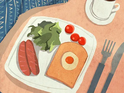 breakfast 2d art breakfast design digital illustration digitalart flat food food illustration illustraion illustrator procreate shape texture